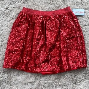 Cat & Jack Girls Red Sequin Skirt